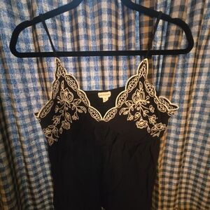 Love on a Hanger Black and White Embroidered Tank Top